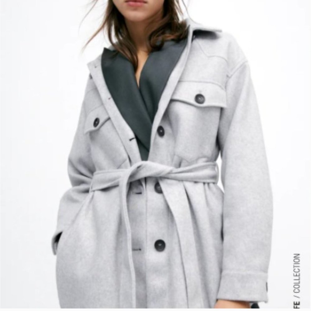 BNWT Zara Soft Belt Overshirt Jacket/Shacket - Size Small